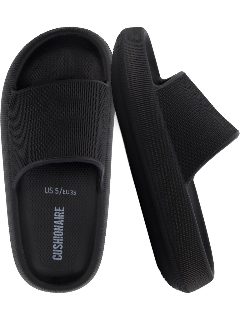 Women's Black Comfortable Slip On Slippers Indoor Outdoor Shower Shoes